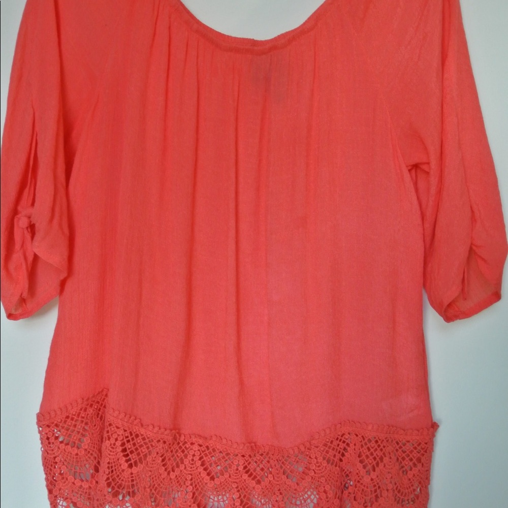 Tangerine Top, With lace trim.